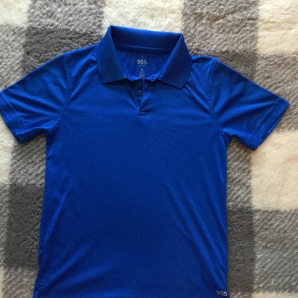 Girls blue button collar golf shirt